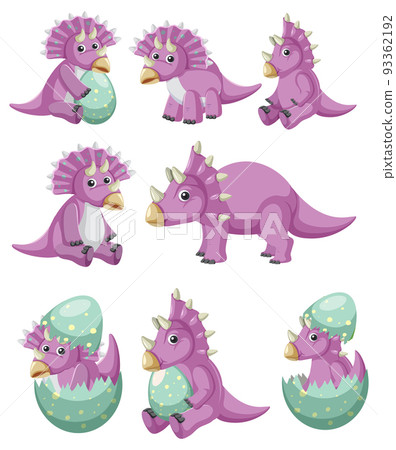 Different purple triceratops dinosaur collection Different purple triceratops dinosaur collection 93362192