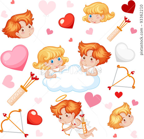 Little cupid and heart seamless pattern 93362210