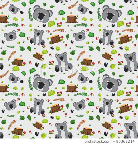 Koala cute animal seamless pattern - Stock Illustration [93362214] - PIXTA