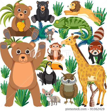 Cute wild animals seamless pattern 93362429