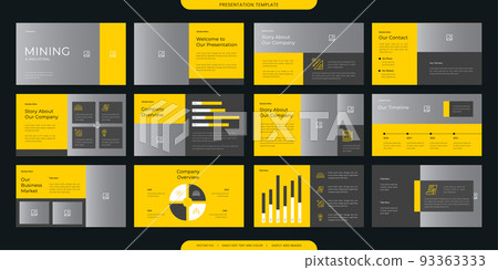 minimalist presentation templates. corporate booklet use in flyer and leaflet, marketing banner, advertising brochure, annual business report, website slider. Black yellow color company profile vector minimalist presentation templates. corporate booklet use in flyer and leaflet, marketing banner, advertising brochure, annual business report, website slider. Black yellow color company profile vector 93363333
