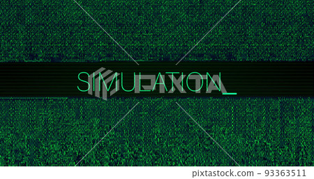 Image of interference over simulation text on black background Image of interference over simulation text on black background 93363511