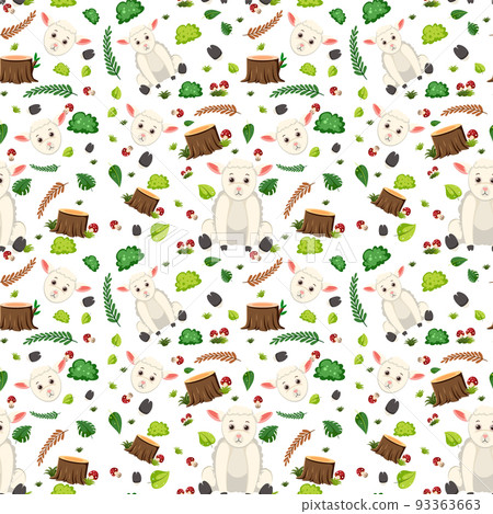 Sheep cute animal seamless pattern 93363663