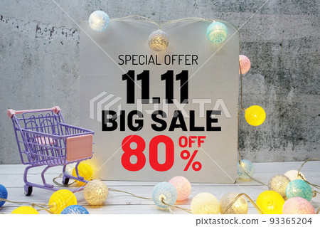 11.11 Big Sale 80% promotion text message with mini shopping cart 11.11 Big Sale 80% promotion text message with mini shopping cart 93365204