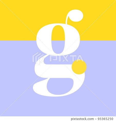 Composition of white letter g on blue and yellow background Composition of white letter g on blue and yellow background 93365250