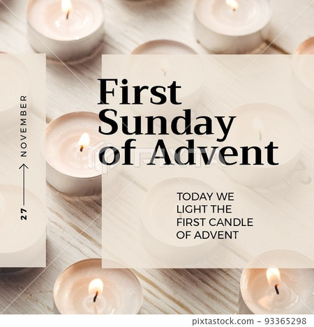 Composition of first day of advent text over candles 93365298