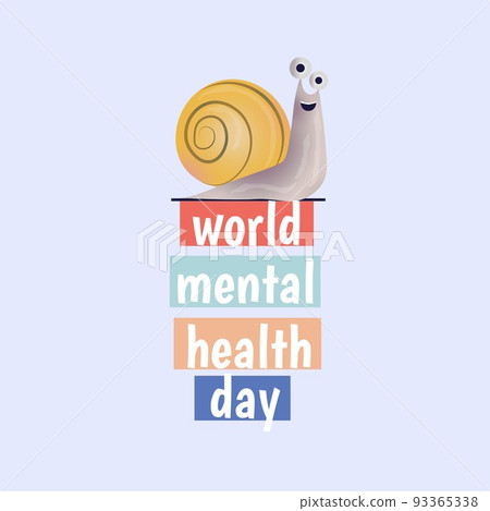 Composition of world mental health day text with snail icon on blue background Composition of world mental health day text with snail icon on blue background 93365338