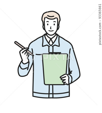 A man in work clothes interviewing A man in work clothes interviewing 93365661