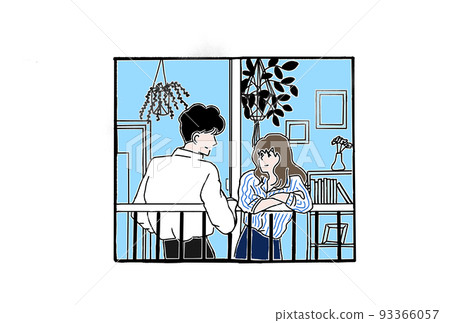 男人和女人在陽台上交談 93366057
