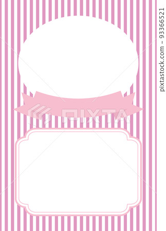 Pink stripe and ribbon photo frame / New Year's card template / Album / Text frame available 93366521