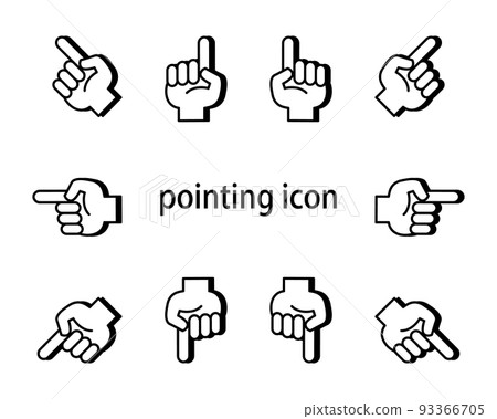 Pointing icon set Cartoon style vector illustration with shadow 93366705