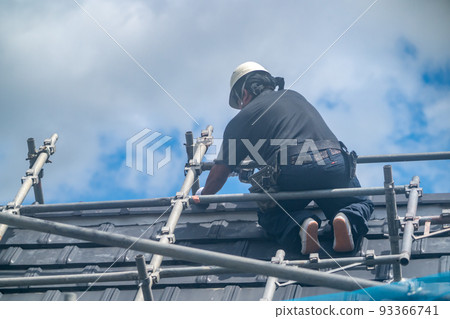 Construction site roof construction rain leak roof repair construction 93366741
