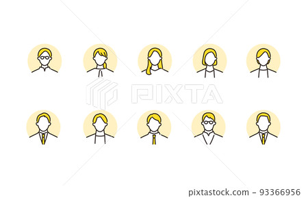 Business person icon set circle background 93366956