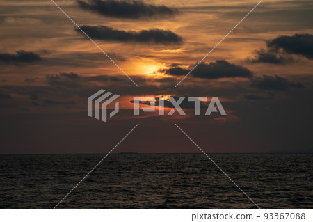 Classic beautiful Twilight romantic and amazing sunset moment at the Chantaburi beach - East of Thailand. Classic beautiful Twilight romantic and amazing sunset moment at the Chantaburi beach - East of Thailand. 93367088