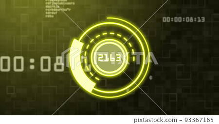 Image of scope scanning over data processing on black background Image of scope scanning over data processing on black background 93367165