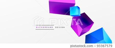 3d cubes vector abstract background. Composition of 3d square shaped basic geometric elements. Trendy techno business template for wallpaper, banner, background or landing 3d cubes vector abstract background. Composition of 3d square shaped basic geometric elements. Trendy techno business template for wallpaper, banner, background or landing 93367579