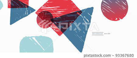 Abstract background. Hand drawn geometric shape - square, circle and triangle. Craft business concept template for wallpaper, banner, background or landing Abstract background. Hand drawn geometric shape - square, circle and triangle. Craft business concept template for wallpaper, banner, background or landing 93367680