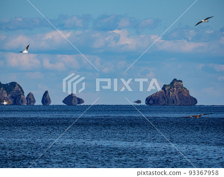 尾羽瀨灣的海市蜃樓（浮島現象）和海鷗 93367958