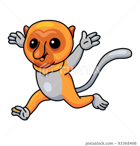Cute little proboscis monkey cartoon running Cute little proboscis monkey cartoon running 93368406