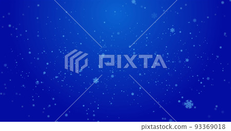 Image of snowflakes falling on blue background 93369018