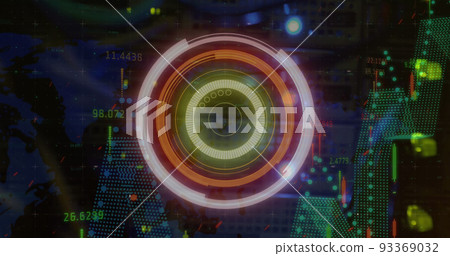 Image of scope scanning and data processing over cables in computer server in background 93369032