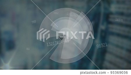 Image of scope scanning and numbers changing over computer server Image of scope scanning and numbers changing over computer server 93369036