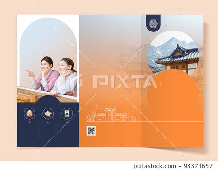 leaflet, brochure template of Korean and Caucasian girls experiencing Korean traditions such as Hanbok and Hanok leaflet, brochure template of Korean and Caucasian girls experiencing Korean traditions such as Hanbok and Hanok 93371657
