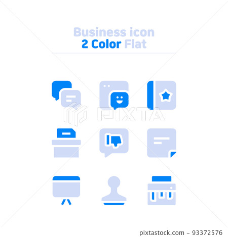 two tone blue flat simple icon set for business and work two tone blue flat simple icon set for business and work 93372576