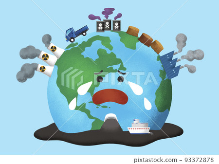 protect our environment, earth day concept drawing_suffering from automobile and factory smoke 93372878