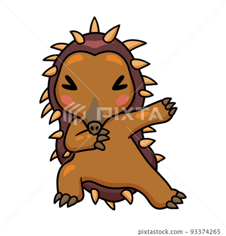 Cute little echidna cartoon dancing	 93374265