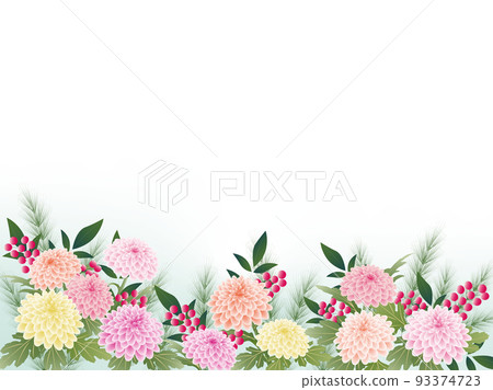 菊花，松，南天，框架 93374723