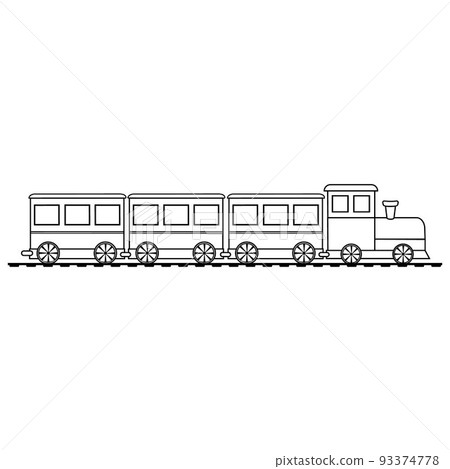 Coloring book for kids train, black contour line, vector isolated doodle illustration 93374778