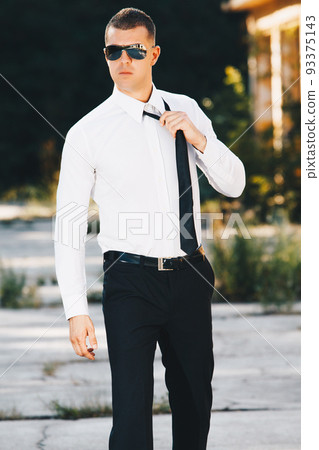 Awesome stylish men in elegant suite posing. Elegance and Luxury Man concept. 93375143