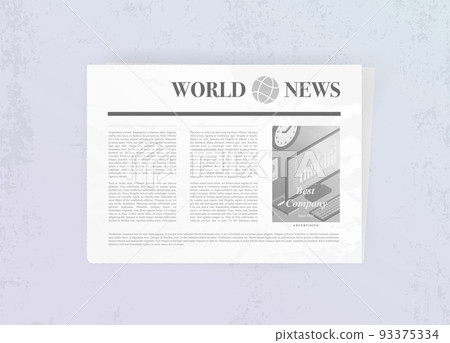 Realistic Newspaper vector illustration mockup concept. Weekly or daily newspaper with news sheet articles and advertising column with text and picture. Folded tabloid isolated on light background Realistic Newspaper vector illustration mockup concept. Weekly or daily newspaper with news sheet articles and advertising column with text and picture. Folded tabloid isolated on light background 93375334