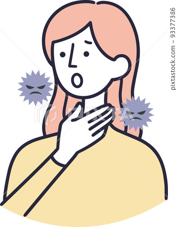 喉嚨不適的女人 簡單說明 93377386