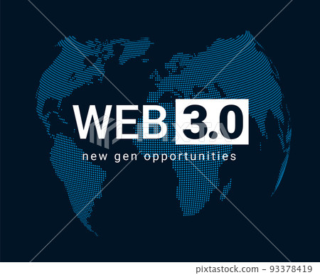 Web 3 world technology digital background. Web3 planet future internet new version blockchain 93378419