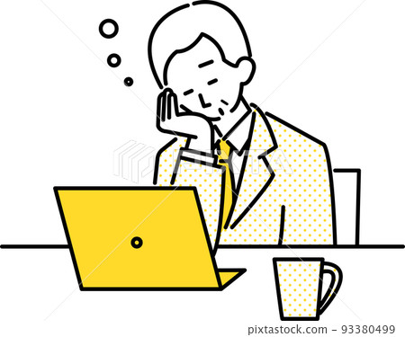 商人在辦公桌前打盹的插圖素材 93380499