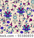 Line art damask pattern for fabric design. Modern cover design set. Vector texture. Abstract geometric vector surface.  93380859