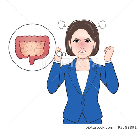 Illustration of a person explaining physical troubles 93382891