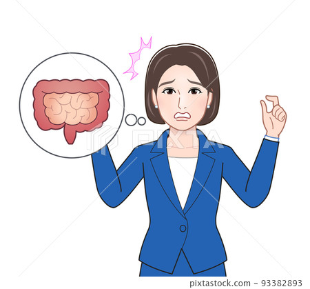 Illustration of a person explaining physical troubles 93382893