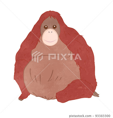 一隻可愛的坐著的猩猩的插圖 93383300