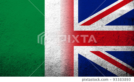 National flag of United Kingdom (Great Britain) Union Jack with Republic of Nigeria National flag. Grunge background National flag of United Kingdom (Great Britain) Union Jack with Republic of Nigeria National flag. Grunge background 93383893