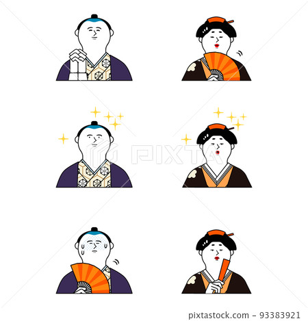Kimono men and women _ facial expression set Kimono men and women _ facial expression set 93383921