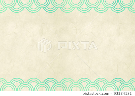 Background material Double Qinghai waves and Japanese paper drawn in watercolor Green 93384181