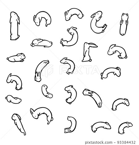 兔子手繪插畫多單色 93384432