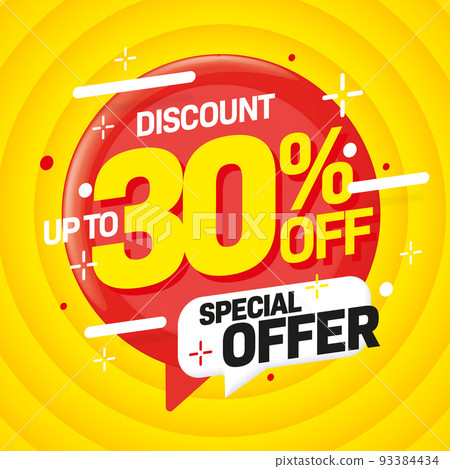 Up to 30 percent off discount. Special offer promotion. Sale sticker, banner or badge label for sale marketing campaign and clearance promotion vector illustration Up to 30 percent off discount. Special offer promotion. Sale sticker, banner or badge label for sale marketing campaign and clearance promotion vector illustration 93384434