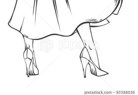 legs of pin-up sexy woman in dress legs of pin-up sexy woman in dress 93388036