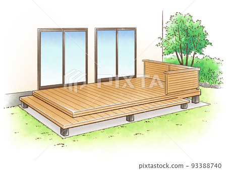 Wood deck of a detached house 93388740