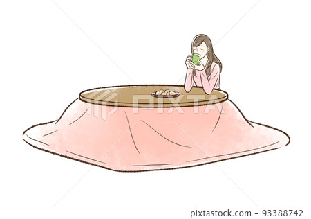 A young woman relaxing at a kotatsu_no background 93388742