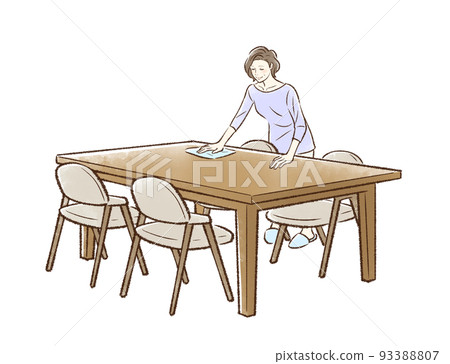 擦桌子的中年婦女_無背景2 93388807